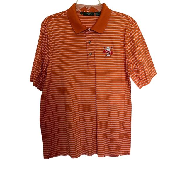 Bobby Jones Legacy Striped Polo Shirt Golf Resort Short Sleeve Orange Mens Large - Picture 1 of 10